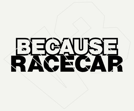 because racecar  Vinyl Decal – Die Cut Car & Truck Window Sticker
