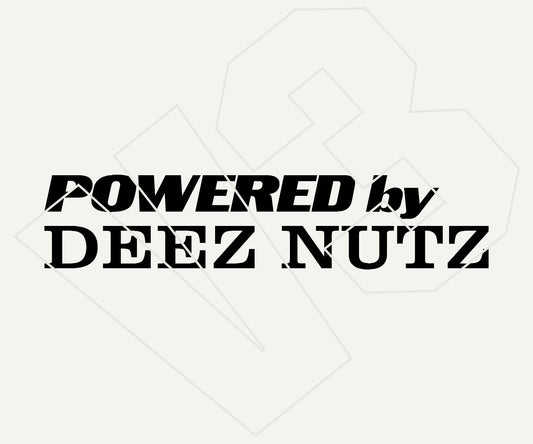 powered by deez nutz Vinyl Decal – Die Cut Car & Truck Window Sticker