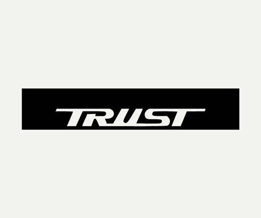trust  reverse cut vinyl windshield banner 60x10 universal fit
